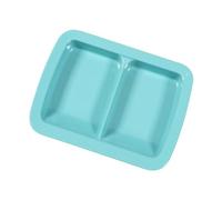 Adaptive Scoop Weighted Non-Slip Plates,Spill-Proof Melamine Bowl with Extra Wall for Elderly/Adults/Handicapped/Arthritis/Hand Tremors to Self-Feeding (Aqua, Twin Cavities)