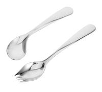 Adaptive Spoon Feed Utensils for Elderly Ergonomic Stainless Steel Angled Spoon and Fork Set for Self-Feeding Patients Comfortable Curved Tableware for Disabled and Bedridden Individuals, 5/6"