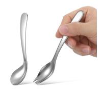 Adaptive Spoon Feed Utensils for Elderly Ergonomic Stainless Steel Angled Spoon and Fork Set for Self-Feeding Patients Comfortable Curved Tableware for Disabled and Bedridden Individuals, 5/6"