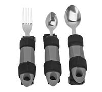 Adaptive Utensils 3Pcs for Elderly/Disabled | Weighted Utensil & Spoons for Arthritis/Weak Hands | Grip - Enhanced, Adjustable Strap