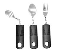 Adaptive Utensils - 3PCS Stainless Steel Bendable Curved Cutlery, with Plastic Non Slip Handle for Elderly Patient