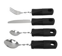 Adaptive Utensils 4 Piece Set, Weighted Silverware for Hand Tremors and Parkinson's, Ergonomic Easy-Grip Stainless Steel Fork, Knife & Spoons for Elderly, Arthritis, Disabled and Weak Hands