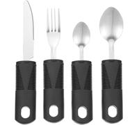 Adaptive Utensils 4-Piece Set - Weighted Utensils for Hand Tremors, Elderly, Stainless Steel Fork, Knife, Spoon Silverware Set