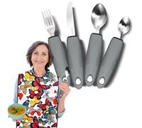 Adaptive Utensils - 4pcs Weighted Utensils Set (2.5oz Each) for Hand Tremors, Elderly, Parkinson's, Arthritis - Non-Slip Easy Grip Handles for Independent Eating