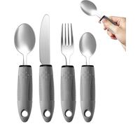 Adaptive Utensils, Adaptive Utensils 4pcs for Hand Tremors,Elderly, Arthritis,Parkinsons-Built Up Utensils for Adults-Easy Grip Aids Handle-2.5oz Each Weighted Silverware for Hand Tremors (Style 1)