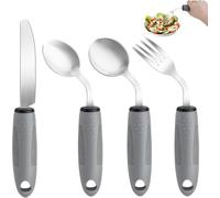 Adaptive Utensils, Adaptive Utensils 4pcs for Hand Tremors,Elderly, Arthritis,Parkinsons-Built Up Utensils for Adults-Easy Grip Aids Handle-2.5oz Each Weighted Silverware for Hand Tremors (Style 2)