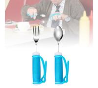 Adaptive Utensils Aid Tableware- Weighted Special Spoon Fork Sets, Travel Eating Aid for Parkinsons, Weak Hand Grip, Arthritis for Hand Tremors, Elderly, Disabled (Fork & Spood)
