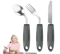 Adaptive Utensils for Elderly, 2.8oz Weighted Silverware for Hand Tremors 3 Piece 45°Angled Parkinsons Utensils for Elderly, Arthritis | Weak Hand Grip | Right-Handed Use