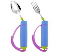 Adaptive Utensils Set with Nonslip Handle and Adjustable Strap 360° Rotatable Adaptive Eating Utensils Easy Grip Adaptive Spoon and Fork Set for Disability, Elderly, Hand Tremors Arthritis