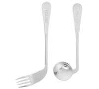 Adaptive Utensils Spoons Forks Set, Stainless Steel Ergonomic Angled Fork and Spoon for Seniors and Individuals with Mobility Feeding Aid(Right)