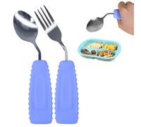Adaptive Utensils, Weight Utensils for Tremors and Parkinson Patients, Utensil Set Spoon and Fork for Elderly (Right Hand - 1 Set Purple Spoon and Fork)