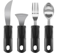 Adaptive Utensils, Weighted Utensils for Hand Tremors, Parkinsons Patients,Cutlery for Arthritic Hands,Weak Hand Grip. Stainless Steel Knife,Fork,Spoons and Rocker Knife Set (4pcs Regular)