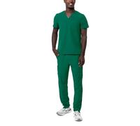 Adar Addition Go-Basic Scrub Set for Men - Classic V-Neck Scrub Top & Cargo Scrub Pants - A9300 - Hunter Green - L