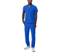 Adar Addition Go-Basic Scrub Set For Men - Classic V-Neck Scrub Top & Cargo Scrub Pants - A9300 - Royal Blue - 2X