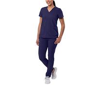 Adar Addition Go-Basic Scrub Set for Women - Slim V-Neck Scrub Top & Skinny Cargo Scrub Pants - A9200 - Navy - 3X