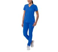 Adar Addition Go-Basic Scrub Set for Women - Slim V-Neck Scrub Top & Skinny Cargo Scrub Pants - A9200 - Royal Blue - XL