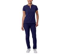 Adar Addition Go-Higher Scrub Set for Women - Notched V-Neck Scrub Top & Skinny Cargo Scrub Pants - A9600 - Navy - S
