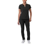Adar Addition Go-Higher Scrub Set for Women - Notched V-Neck Scrub Top & Skinny Cargo Scrub Pants - A9600 - Black - XXS