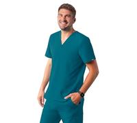 Adar Addition Scrubs for Men - Classic V-Neck Scrub Top - A6006 - Caribbean Blue - M