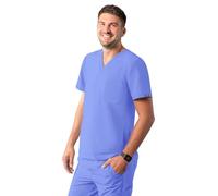 Adar Addition Scrubs for Men - Modern Multi Pocket V-Neck Scrub Top - A6010 - Ceil Blue - 2X