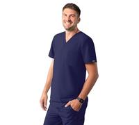 Adar Addition Scrubs for Men - Modern Multi Pocket V-Neck Scrub Top - A6010 - Navy - 2X