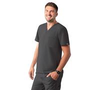 Adar Addition Scrubs for Men - Modern Multi Pocket V-Neck Scrub Top - A6010 - Pewter - XS