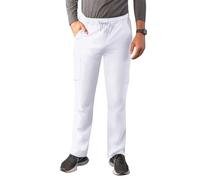 Adar Addition Scrubs for Men - Slim Leg Cargo Drawstring Scrub Pants - A6106 - White - M
