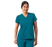 Adar Addition Scrubs for Women - Modern V-Neck Scrub Top - A6008 - Caribbean Blue - XS