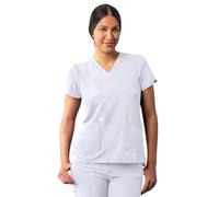 Adar Addition Scrubs for Women - Modern V-Neck Scrub Top - A6008 - White - M