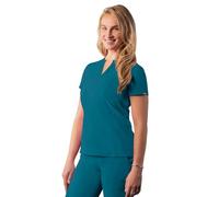 Adar Addition Scrubs for Women - Notched V-Neck Scrub Top - A6002 - Caribbean Blue - S