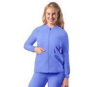 Adar Addition Scrubs for Women - Zippered Bomber Scrub Jacket - A6200 - Ceil Blue - 2X