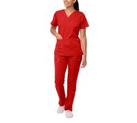 Adar Pro Breakthrough Plus Scrub Set for Women - Enhanced V-Neck Top & Multi Pocket Pants - 4400 - Apple - XS