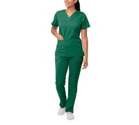 Adar Pro Breakthrough Plus Scrub Set for Women - Enhanced V-Neck Top & Multi Pocket Pants - 4400 - Hunter Green - XS