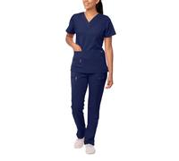 Adar Pro Breakthrough Plus Scrub Set For Women - Enhanced V-Neck Top & Multi Pocket Pants - 4400 - Navy - L