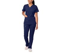 Adar Pro Breakthrough Plus Scrub Set for Women - Enhanced V-Neck Top & Multi Pocket Pants - 4400 - Navy - M