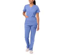 Adar Pro Breakthrough Plus Scrub Set for Women - Enhanced V-Neck Top & Multi Pocket Pants - 4400P - Ceil Blue - M