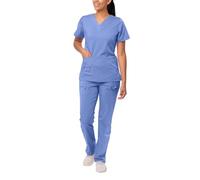 Adar Pro Breakthrough Plus Scrub Set for Women - Enhanced V-Neck Top & Multi Pocket Pants - 4400P - Ceil Blue - XL