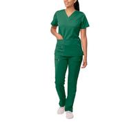 Adar Pro Breakthrough Plus Scrub Set for Women - Enhanced V-Neck Top & Multi Pocket Pants - 4400P - Hunter Green - XS