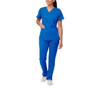 Adar Pro Breakthrough Plus Scrub Set for Women - Enhanced V-Neck Top & Multi Pocket Pants - 4400P - Royal Blue - XS