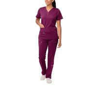 Adar Pro Breakthrough Plus Scrub Set for Women - Enhanced V-Neck Top & Multi Pocket Pants - 4400P - Wine - S