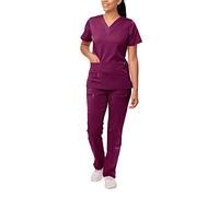 Adar Pro Breakthrough Plus Scrub Set for Women - Enhanced V-Neck Top & Multi Pocket Pants - 4400P - Wine - S