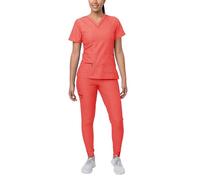 Adar Pro Flawless Plus Scrub Set for Women - Elevated V-Neck Top & Jogger Scrub Pants - P9600 - Heather Apple - L