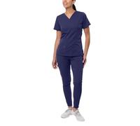 Adar Pro Flawless Plus Scrub Set For Women - Elevated V-Neck Top & Jogger Scrub Pants - P9600 - Navy - S
