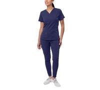Adar Pro Flawless Plus Scrub Set for Women - Elevated V-Neck Top & Jogger Scrub Pants - P9600 - Navy - S