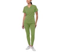 Adar Pro Flawless Plus Scrub Set for Women - Elevated V-Neck Top & Jogger Scrub Pants - P9600 - Spring Leaf - S