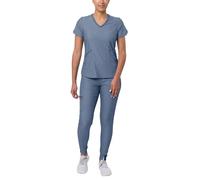 Adar Pro Heather Modern Athletic Scrub Set for Women - Modern V-Neck Scrub Top & Yoga Jogger Scrub Pants - P9500H - Heather Navy - 3X