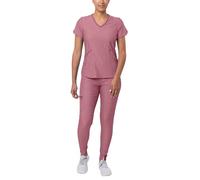 Adar Pro Heather Modern Athletic Scrub Set For Women - Modern V-Neck Scrub Top & Yoga Jogger Scrub Pants - P9500H - Heather Wine - M