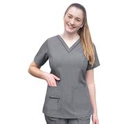 Adar Pro Heather Scrubs for Women - Elevated V-Neck Scrub Top - P4212H - Heather Grey - L
