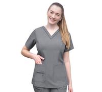 Adar Pro Heather Scrubs for Women - Elevated V-Neck Scrub Top - P4212H - Heather Grey - XXS