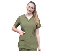 Adar Pro Heather Scrubs for Women - Elevated V-Neck Scrub Top - P4212H - Heather Olive - 3X